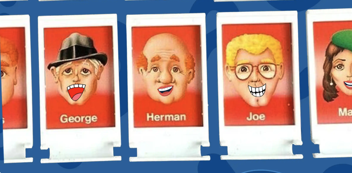 Lineup of Guess Who board game characters